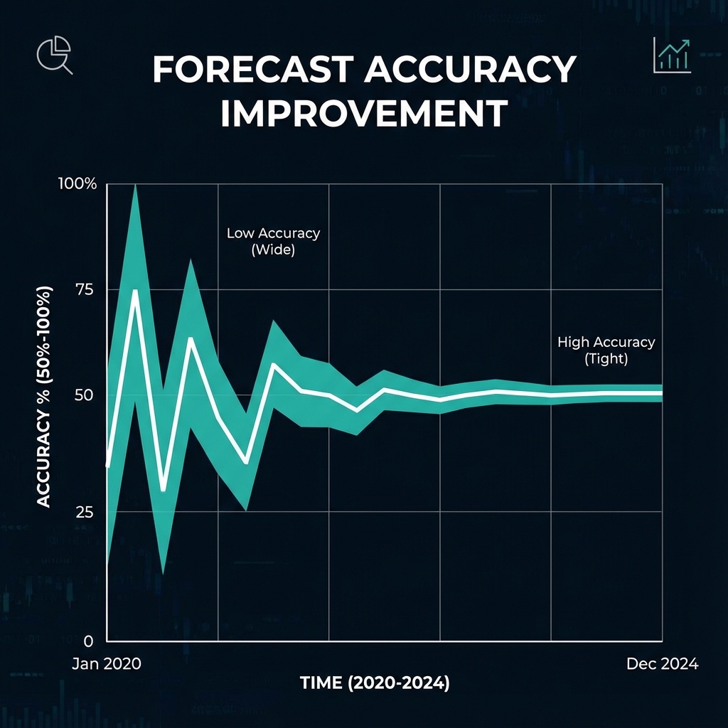 Forecast accuracy improving from chaotic variance to 95% precision