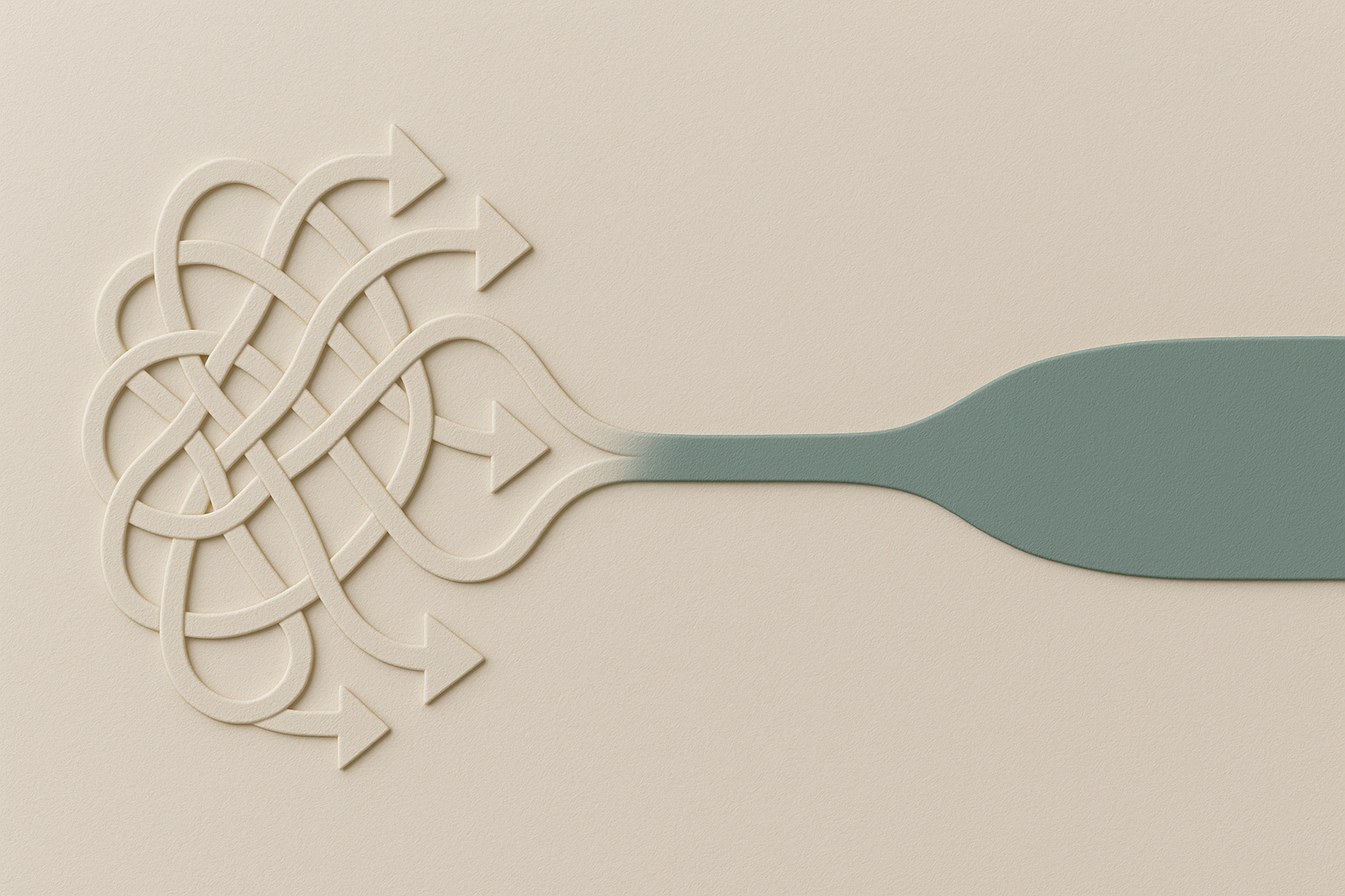 From tangled arrows to a smooth teal path that reduces friction