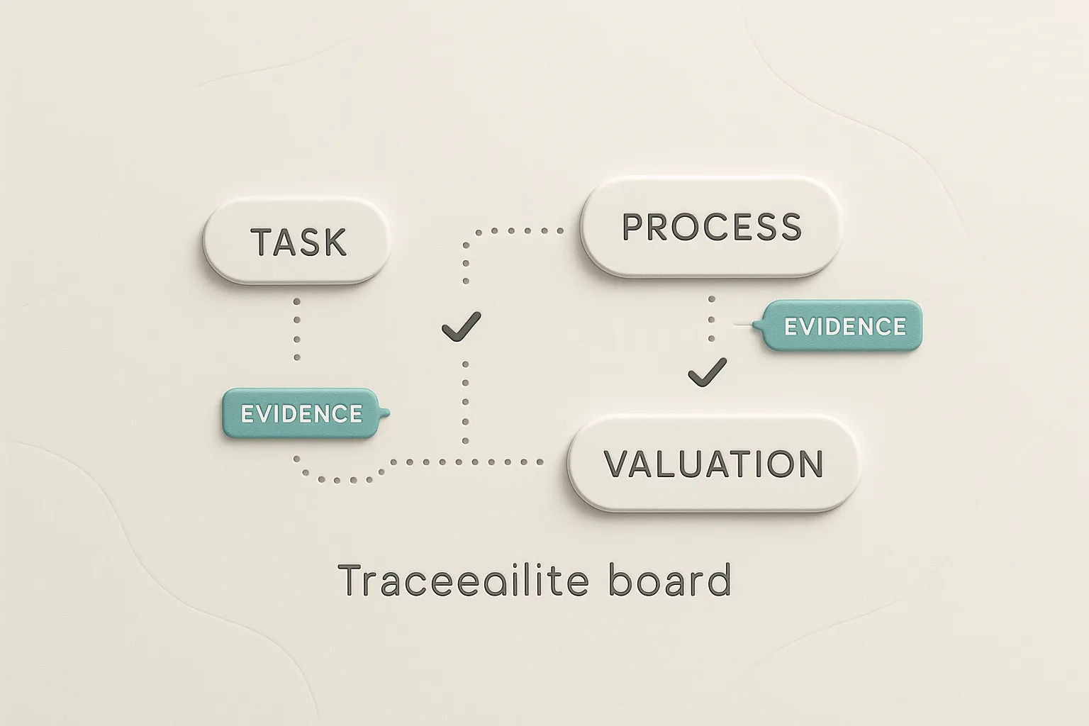 Traceability board connecting process, evidence, and valuation