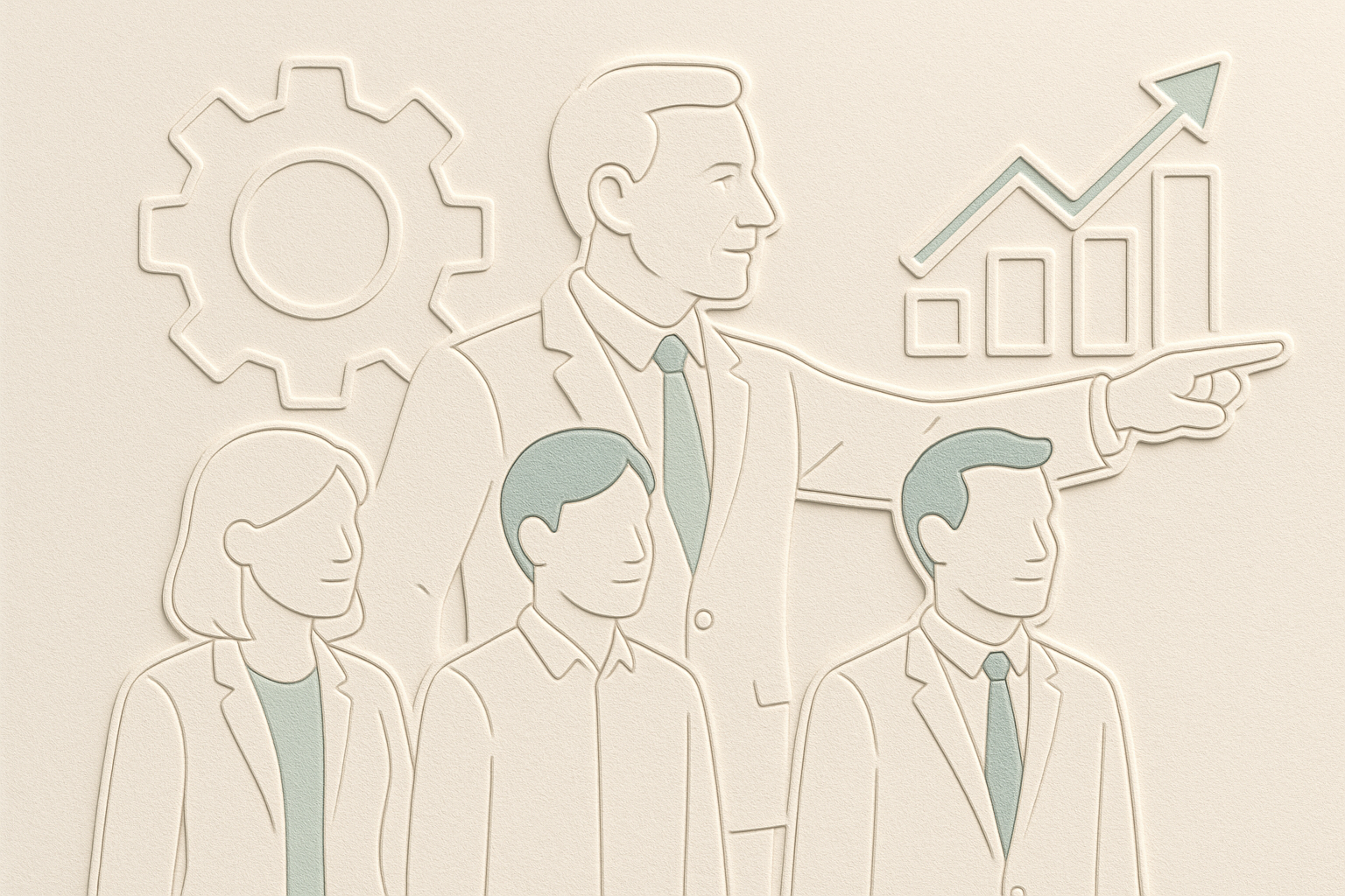 Senior leader mentoring emerging managers in embossed style