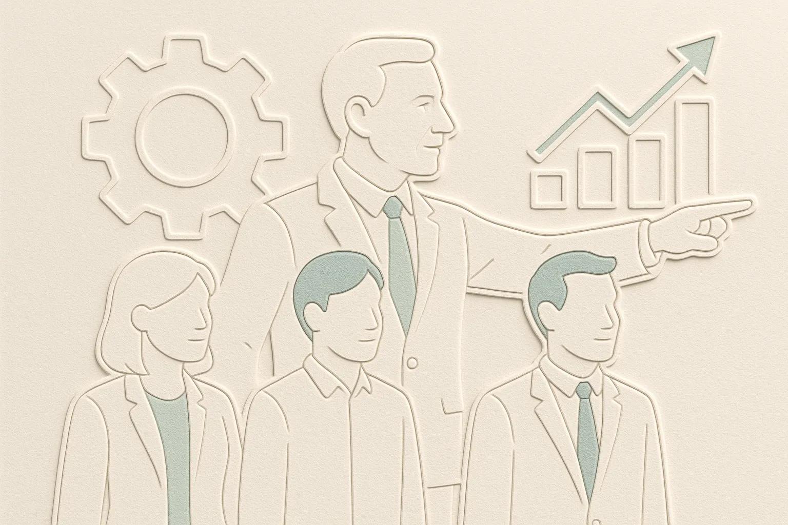 Senior leader mentoring emerging managers in embossed style
