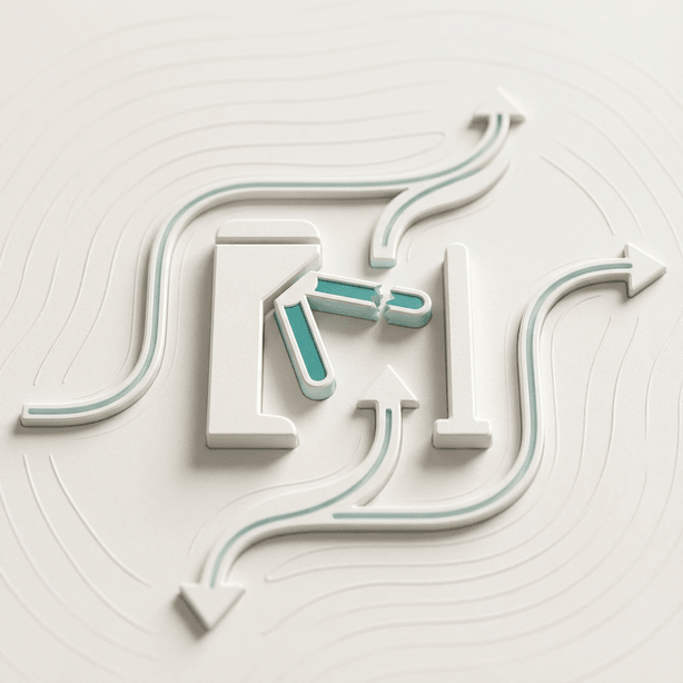 Ilustración conceptual de un torniquete roto con rutas de evasión